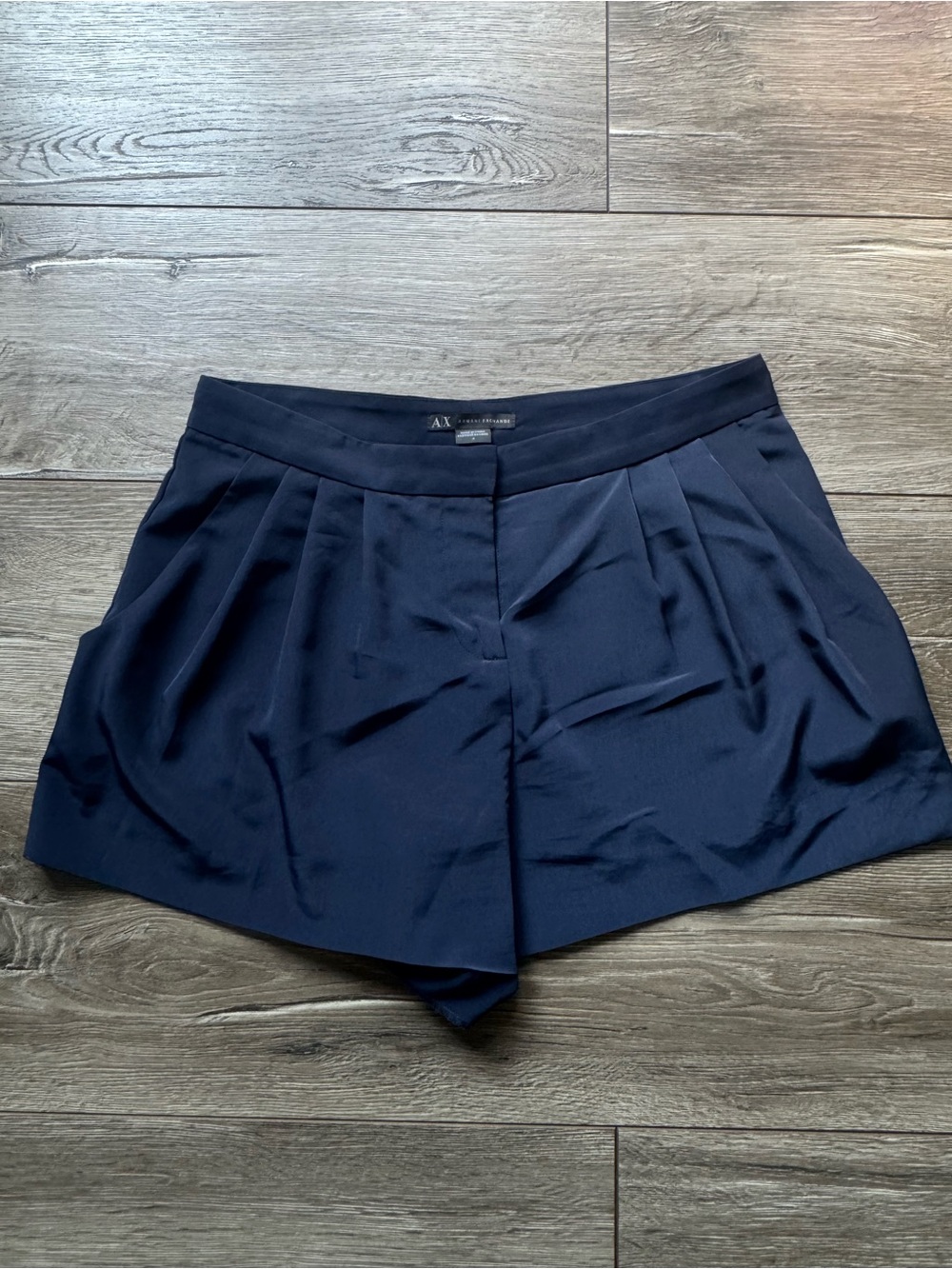 Armani Exchange Dark Navy Pleated Women's Shorts